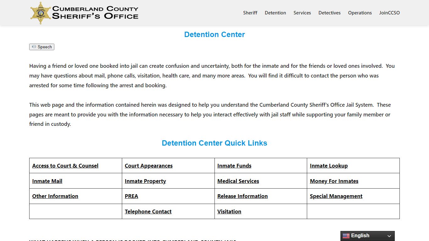 Detention Center – Cumberland County Sheriff's Office - ccsonc.org