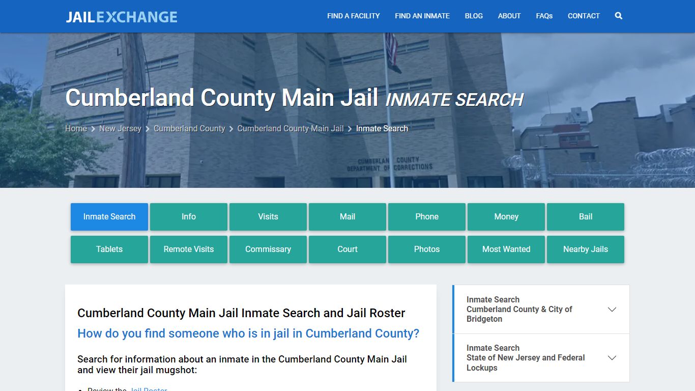 Cumberland County Main Jail Inmate Search - Jail Exchange